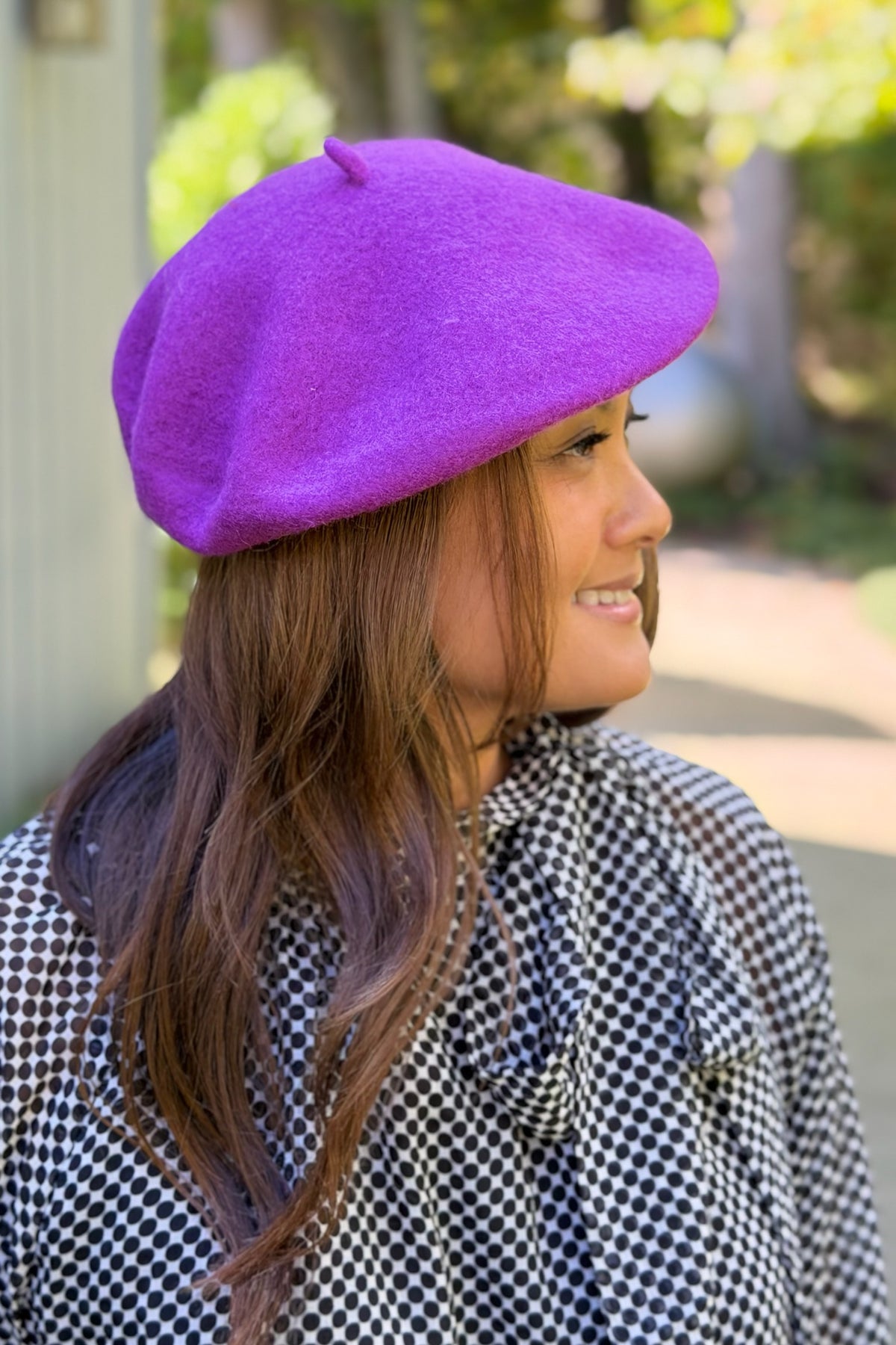 Solid Fuzzy Beret - Purple