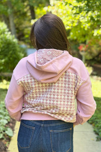 Jacquard Mixed Hoodie - Mauve