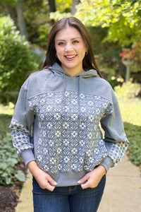 Jacquard Mixed Hoodie - Heather Grey
