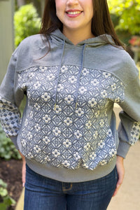 Jacquard Mixed Hoodie - Heather Grey