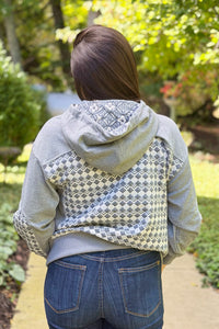 Jacquard Mixed Hoodie - Heather Grey