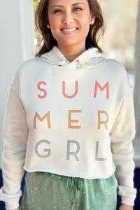 Summer Girl Graphic Cropped Hoodie
