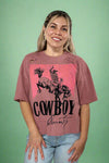 Cowboy Country Rodeo Graphic Crop Tee - Mauve