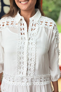 Crochet Dress With Slip - White