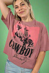 Cowboy Country Rodeo Graphic Crop Tee - Mauve