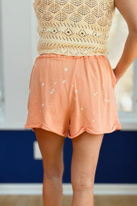 Bleach Out Terry Knit Shorts - Apricot