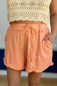 Bleach Out Terry Knit Shorts - Apricot
