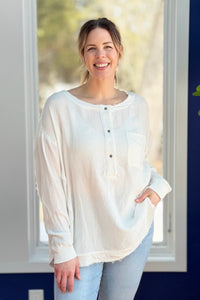 Button Up Henley Tunic - Ivory