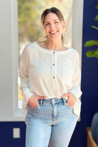 Button Up Henley Tunic - Ivory