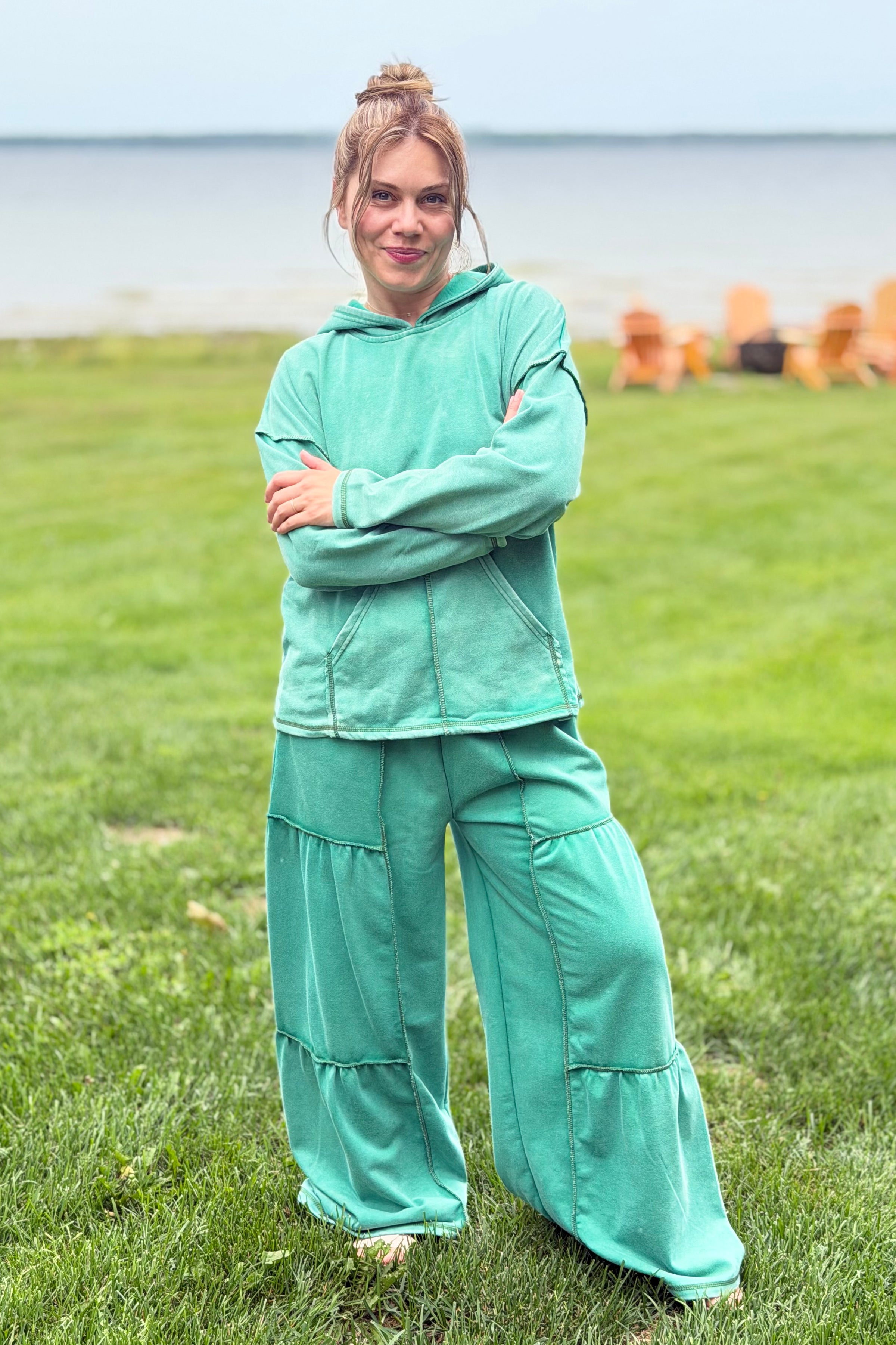 Palazzo Pants Vintage Washed - Teal