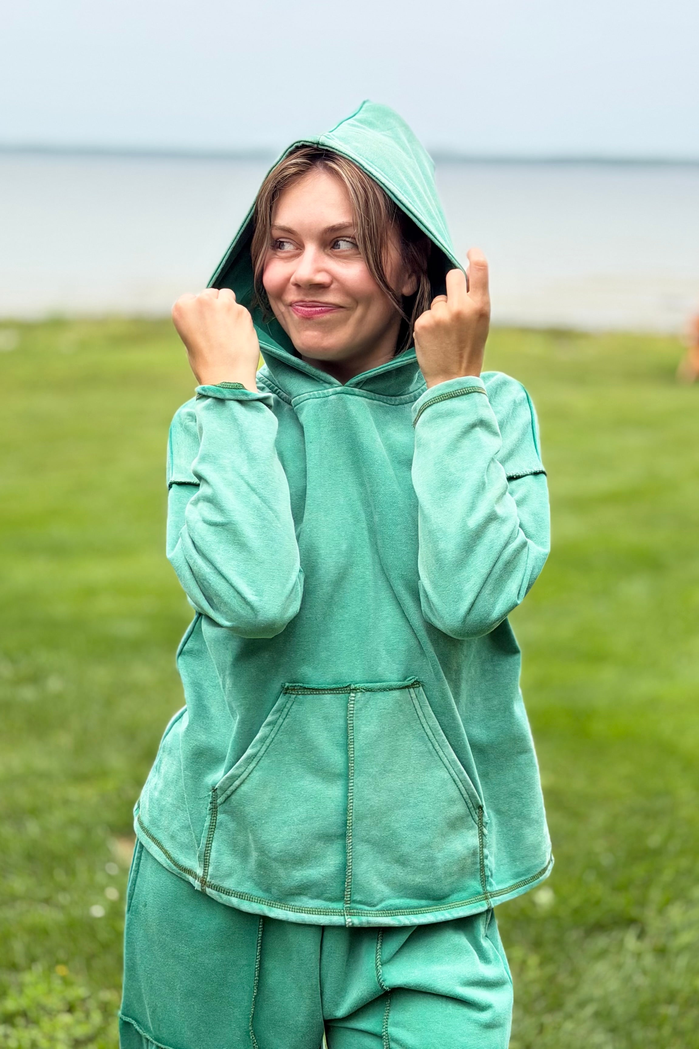 Hoodie Vintage Washed - Teal
