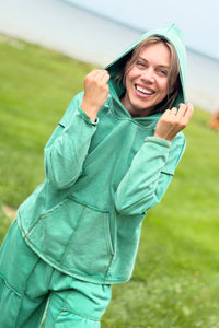 Hoodie Vintage Washed - Teal