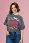 Summer Babe Cocktail Club Crop Tee - Charcoal