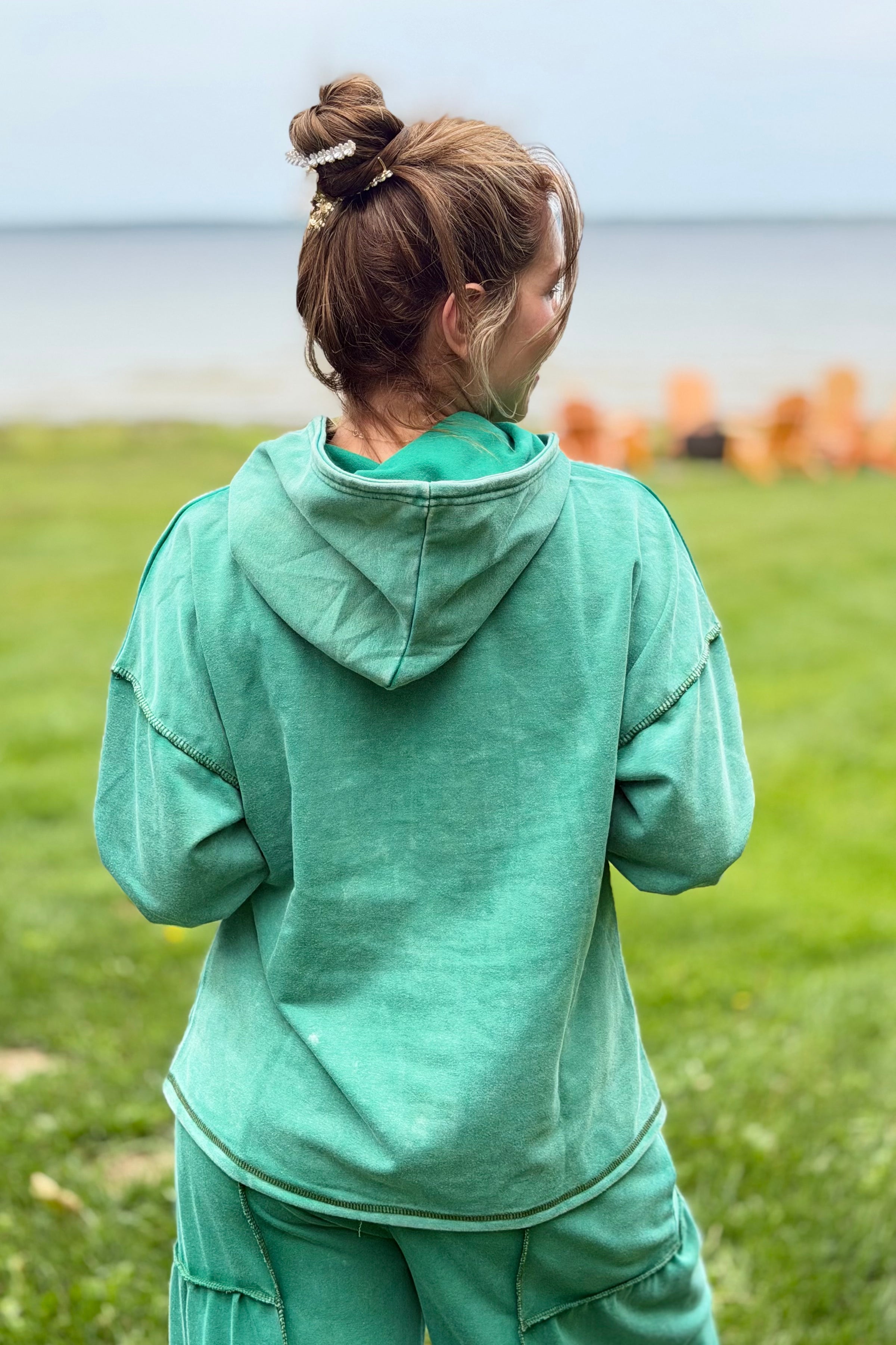 Hoodie Vintage Washed - Teal