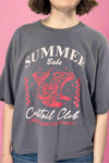 Summer Babe Cocktail Club Crop Tee - Charcoal
