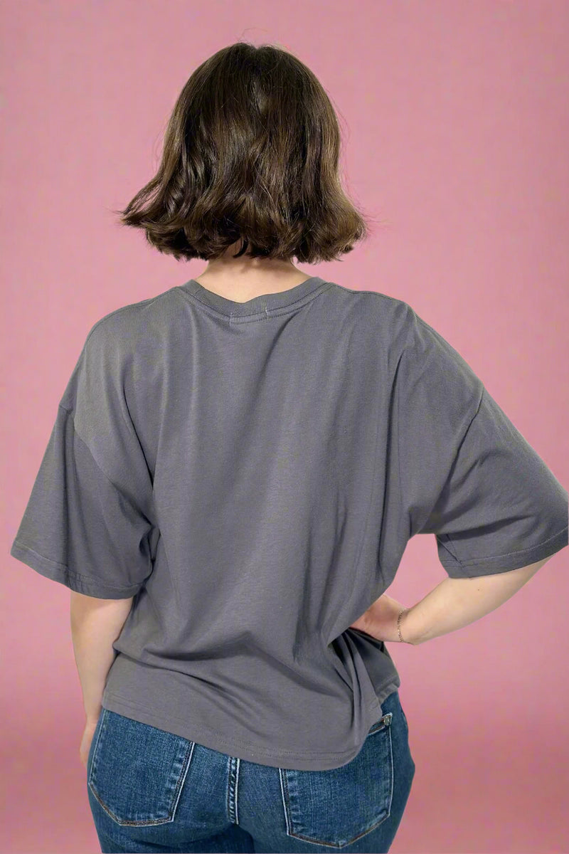 Summer Babe Cocktail Club Crop Tee - Charcoal