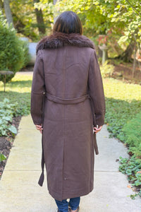 Monarch Faux Fur-Collar Coat - Coffee