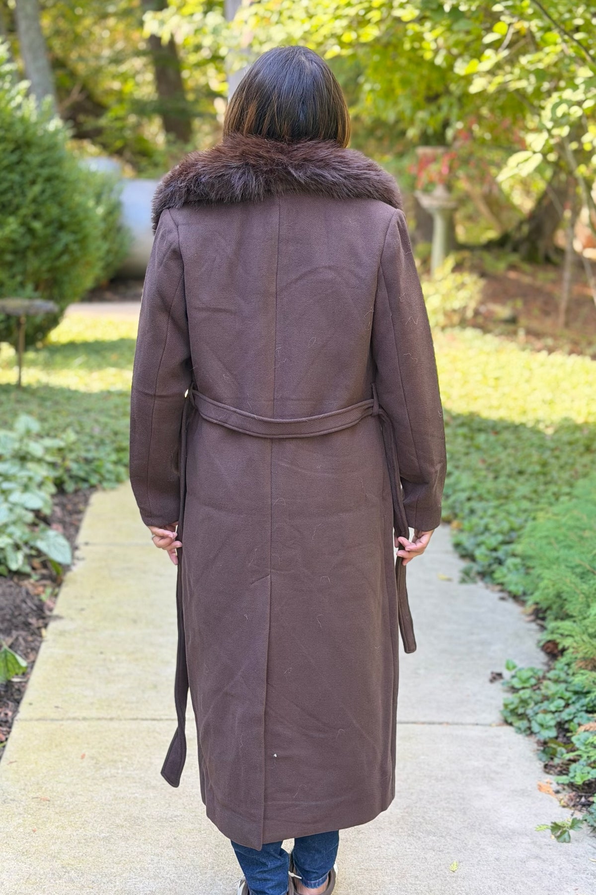 Monarch Faux Fur-Collar Coat - Coffee