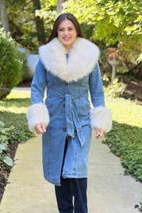 Aspen Denim Faux Fur Coat