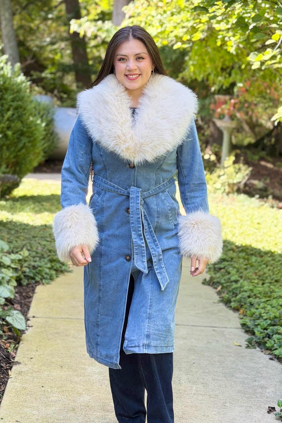 Aspen Denim Faux Fur Coat