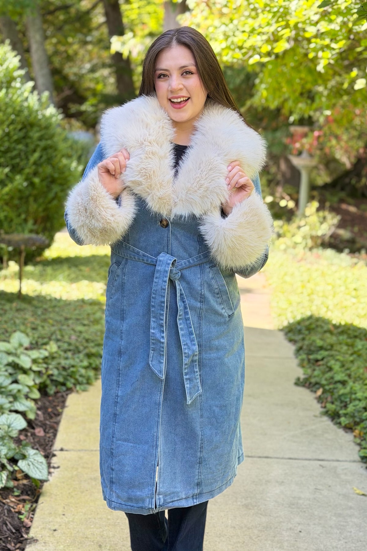 Aspen Denim Faux Fur Coat
