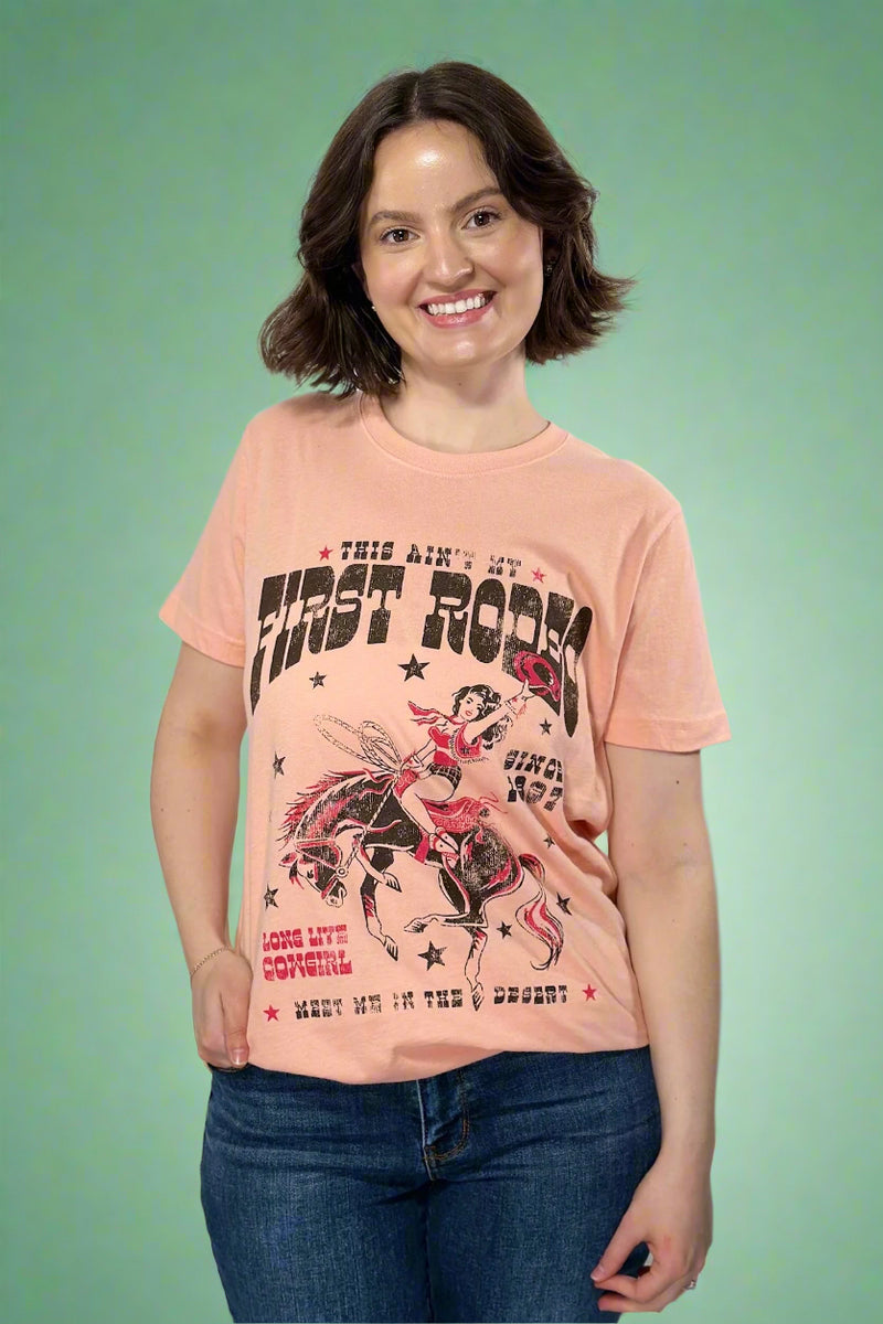 Ain't My First Rodeo Graphic Tee - Light Peach