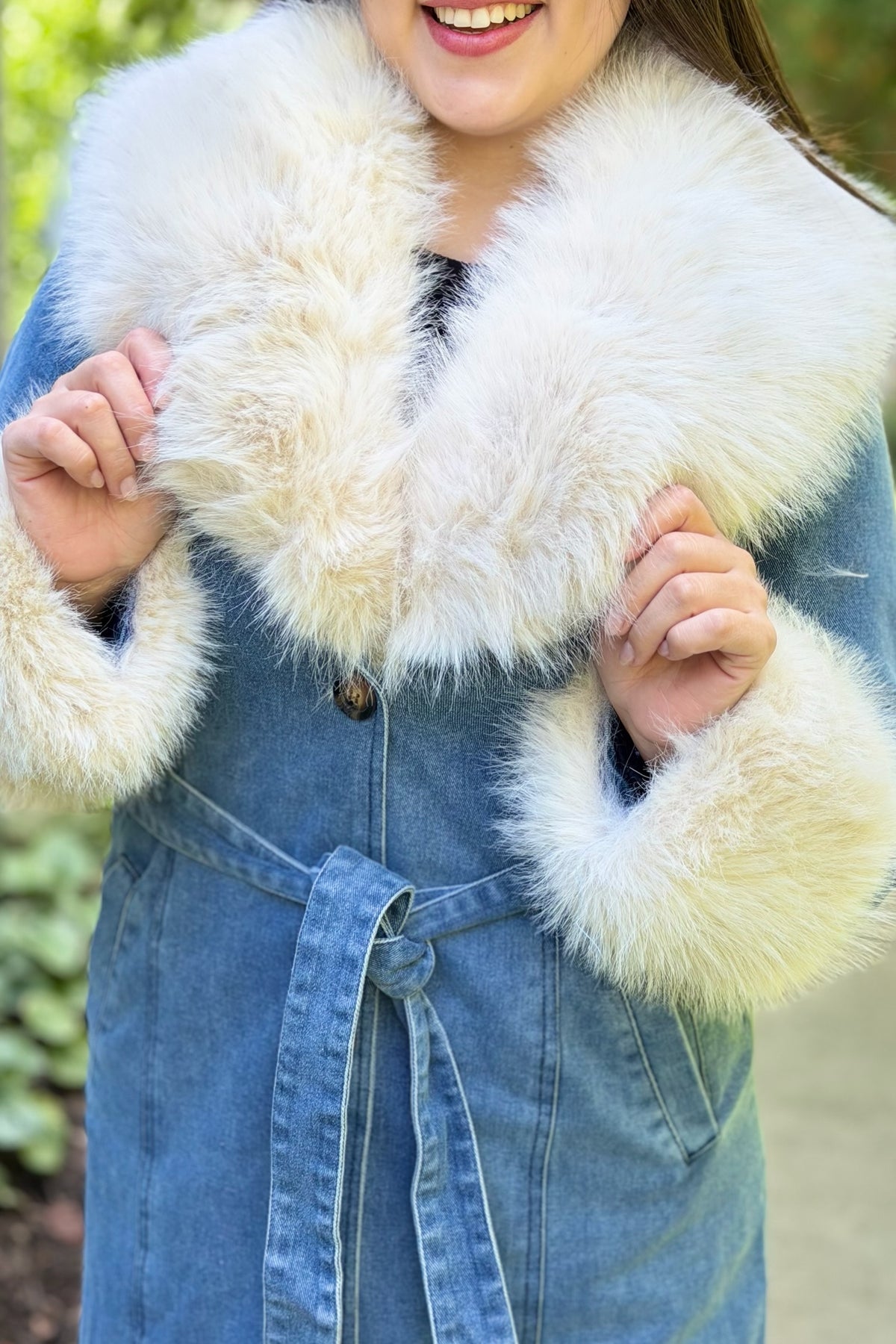 Aspen Denim Faux Fur Coat
