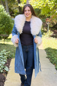 Aspen Denim Faux Fur Coat