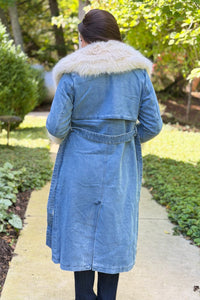 Aspen Denim Faux Fur Coat