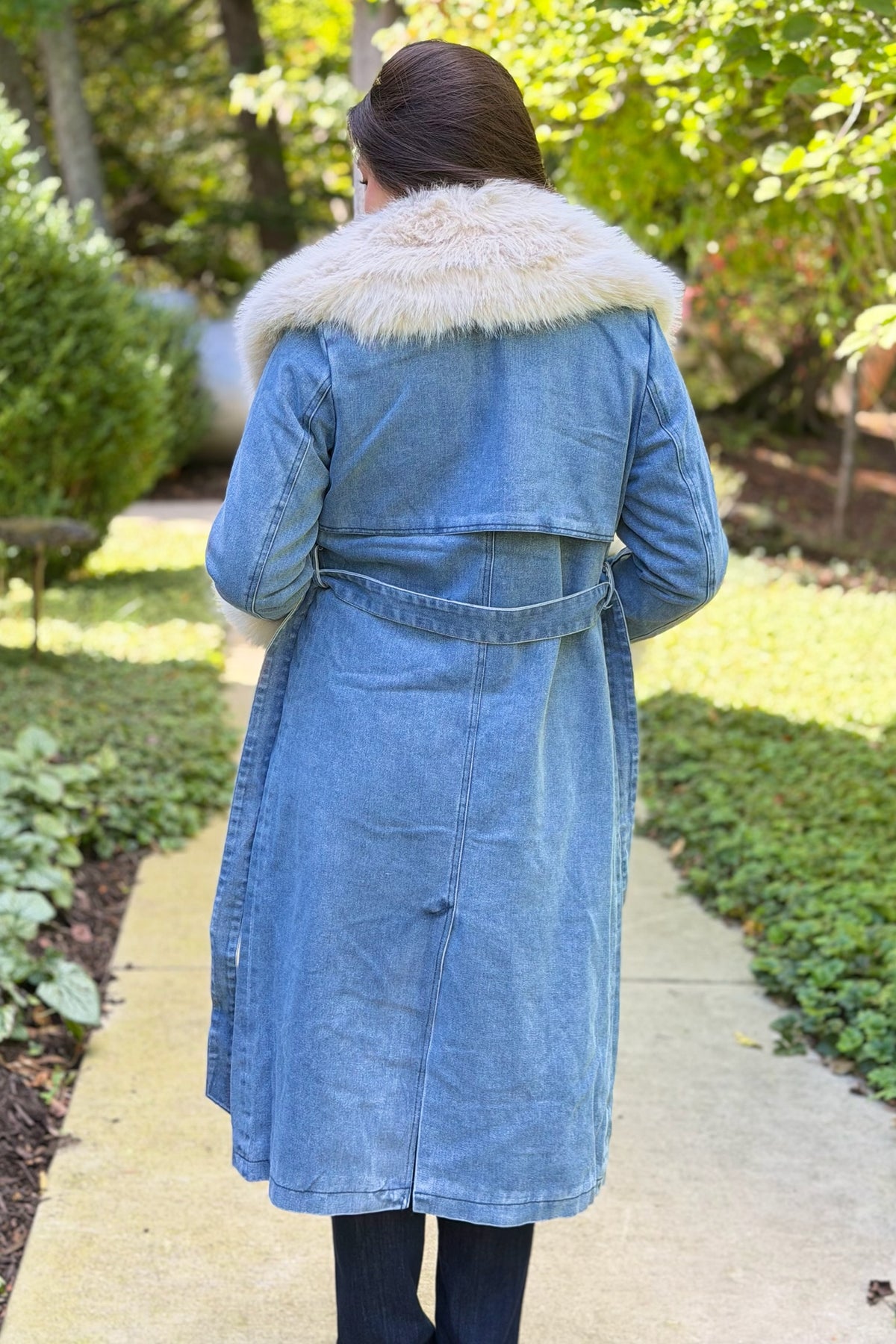Aspen Denim Faux Fur Coat