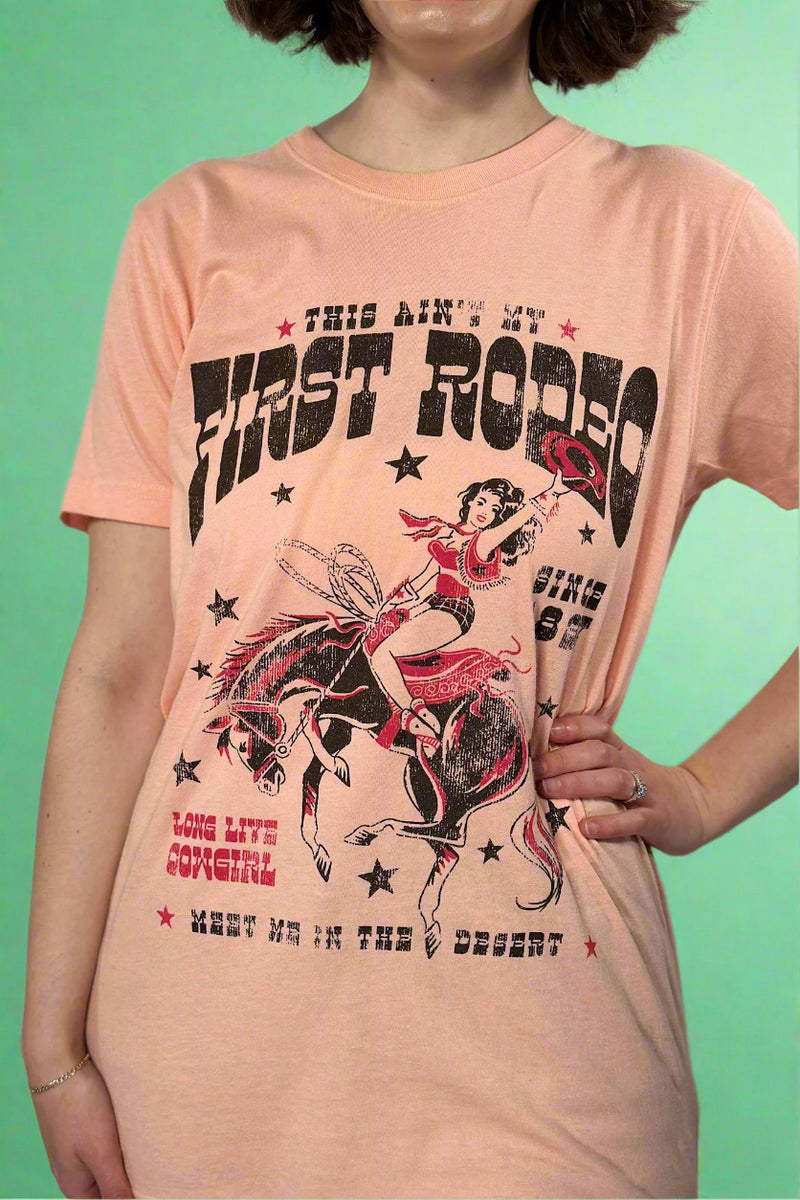 Ain't My First Rodeo Graphic Tee - Light Peach