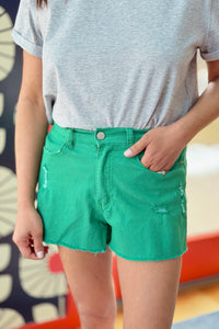 Distressed Shorts - Evergreen