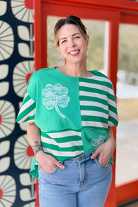 Clover Lace Embroidery Top - Green
