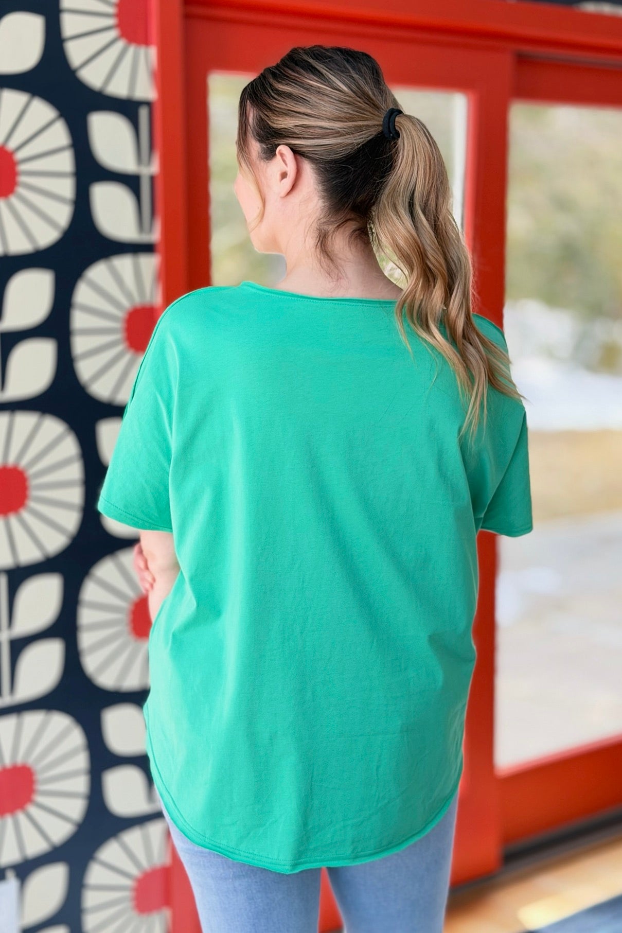Clover Lace Embroidery Top - Green