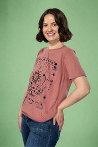 Stars Sun and Moon Graphic Tee - Mauve