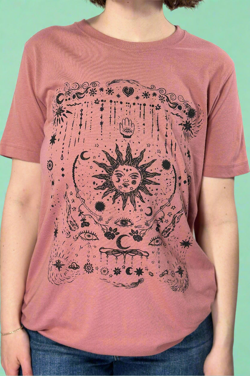Stars Sun and Moon Graphic Tee - Mauve