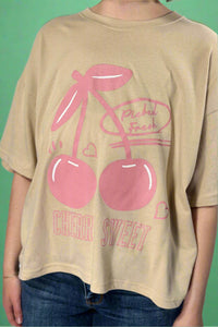 Cherry Sweet Picked Fresh  Crop Top - Sand
