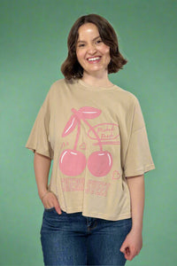 Cherry Sweet Picked Fresh  Crop Top - Sand