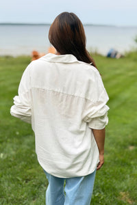 Gold Button Down Top - White