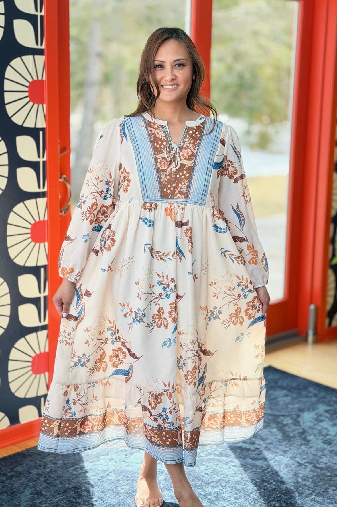 Flowy Boho Dress With Floral Print
