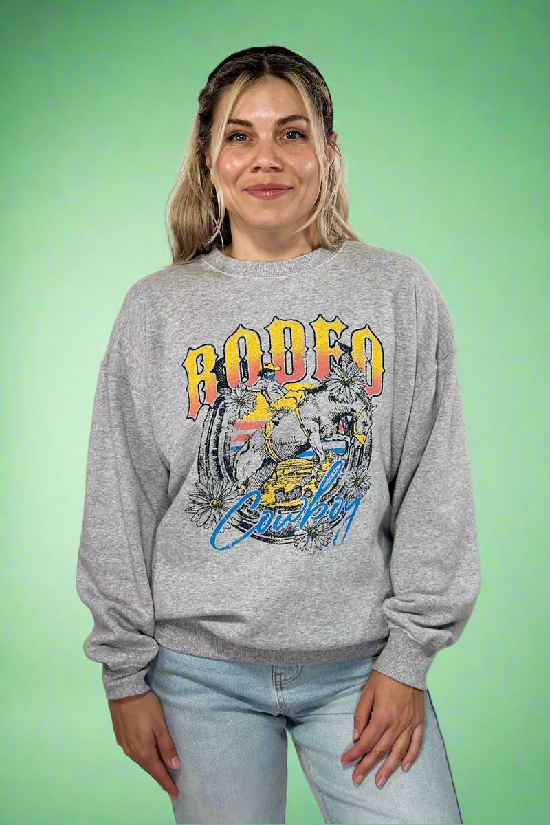 Rodeo Cowboy Sweatshirt -  Heather Grey