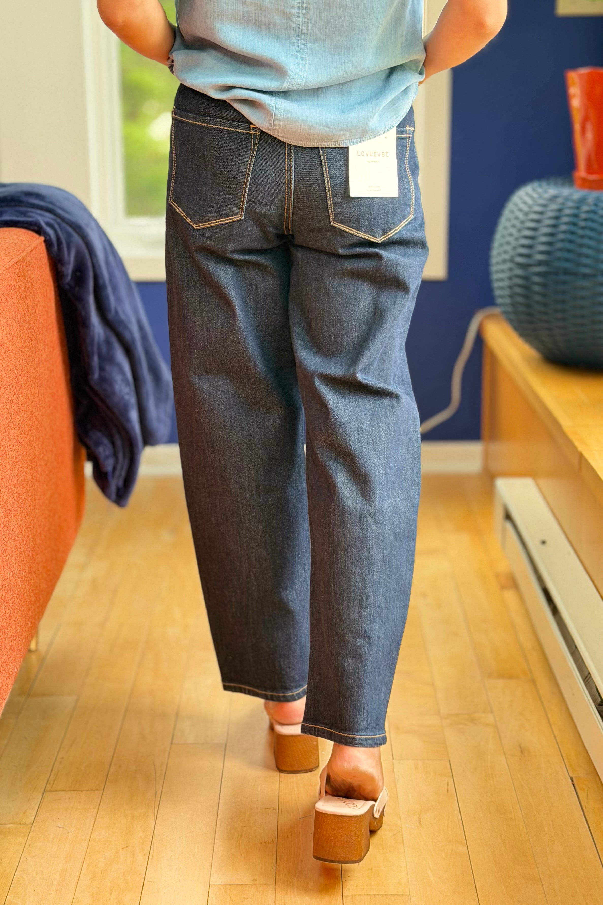 High Rise Dark Wash Slim Barrel Jeans LV34