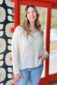 Reverse Seam Loose Sweater - Cream