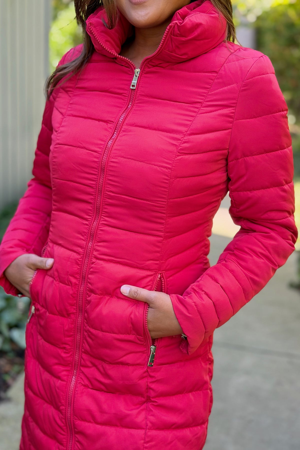 Summit Sleek Quilted Puffer Coat - Red
