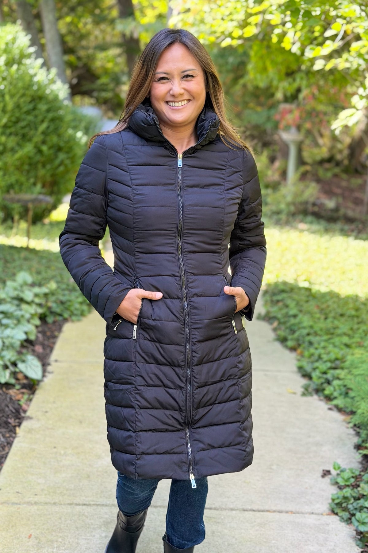 Summit Sleek Quilted Puffer Coat - Black
