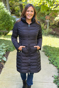 Summit Sleek Quilted Puffer Coat - Black