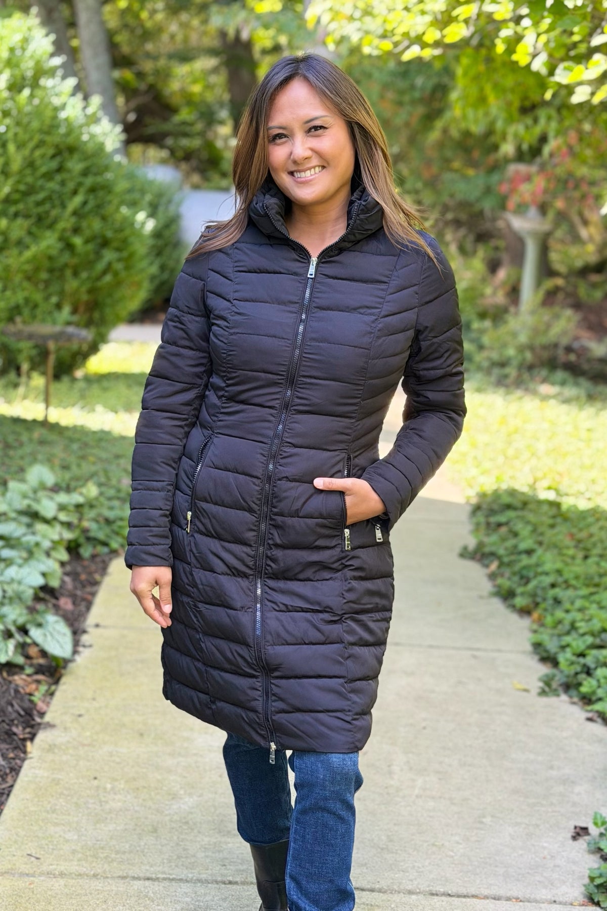 Summit Sleek Quilted Puffer Coat - Black