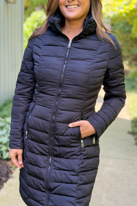 Summit Sleek Quilted Puffer Coat - Black