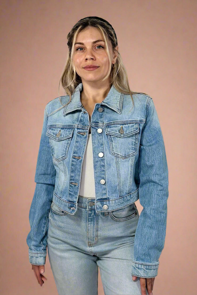 Denim Oversized Cropped Jacket - Light
