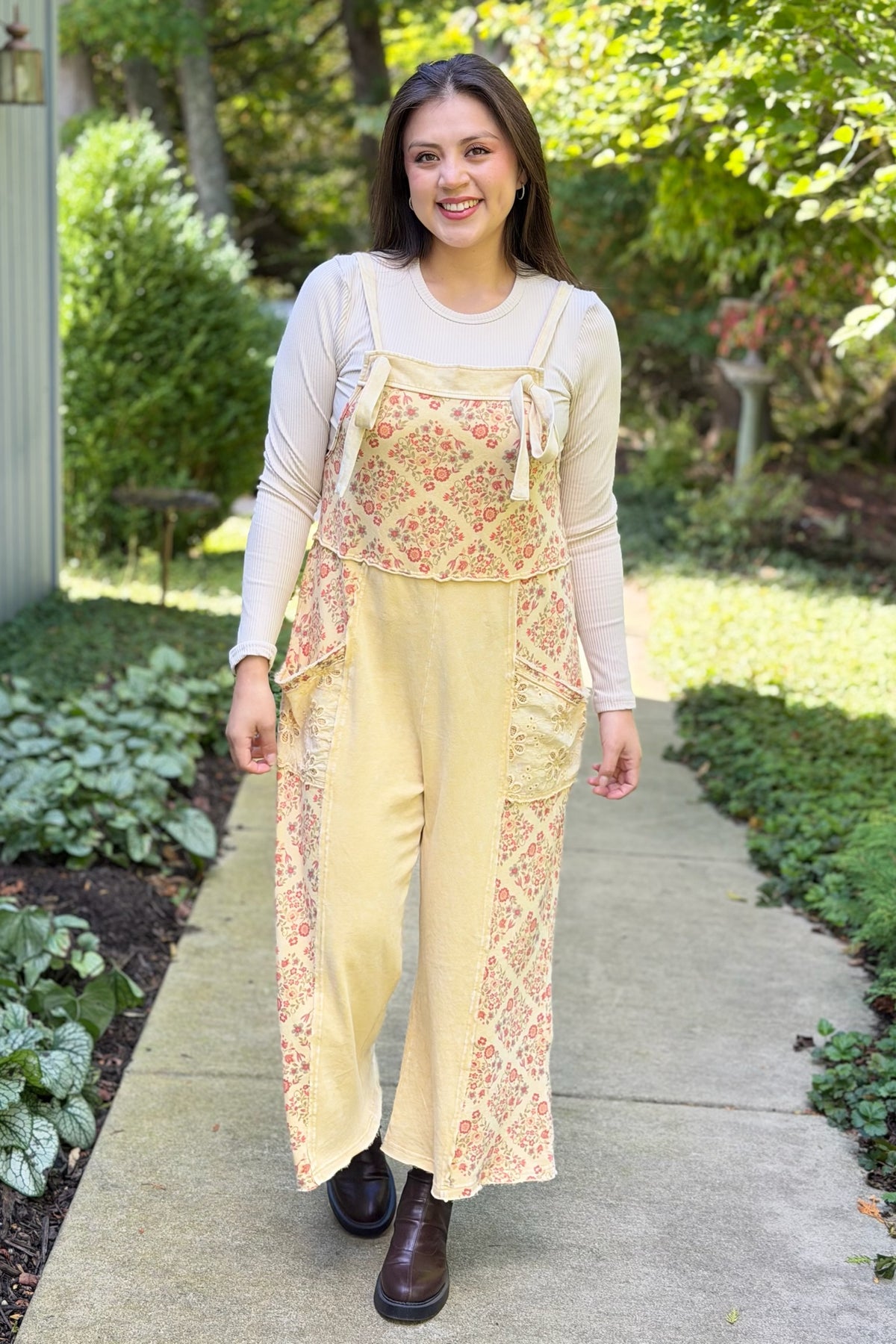 Patchwork Floral Jumpsuit - Butter